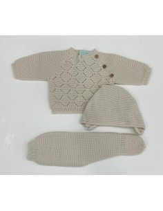 CONJUNTO 3 PIEZAS DETALLE BOTONES MADERA