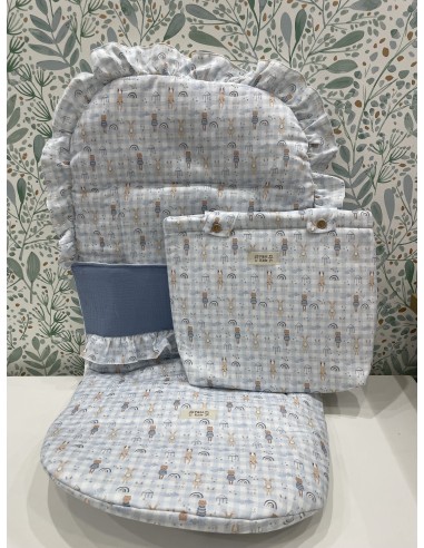 CONJUNTO SACO Y BOLSO VICHY AZUL CONEJO