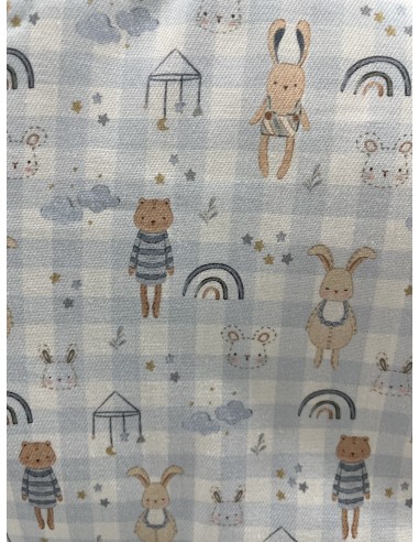 CONJUNTO SACO Y BOLSO VICHY AZUL CONEJO