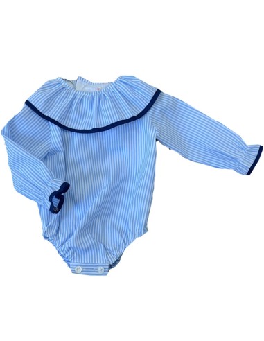 PELELE RAYAS CELESTE CUELLO VOLANTE