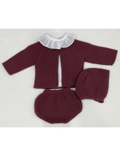 CONJUNTO 4 PIEZAS BURDEOS