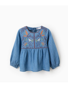 Túnica Vaquera de Algodón Bordada para Niña