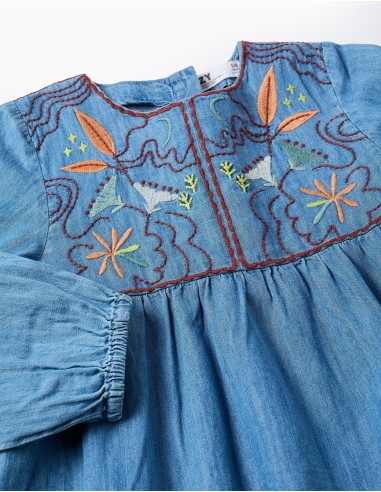 Túnica Vaquera de Algodón Bordada para Niña