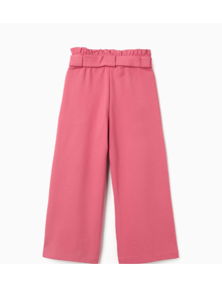 Pantalón en Punto Roma 'Wide Leg' para Niña, Rosa