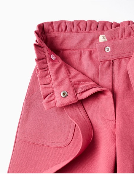 Pantalón en Punto Roma 'Wide Leg' para Niña, Rosa