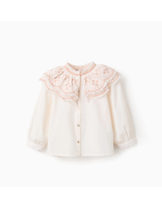 Blusa de popelina con detalles bordados para niña,...