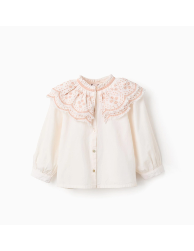 Blusa de popelina con detalles bordados para...