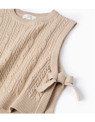 Chaleco de Punto Trenzado con Lazos para Niña,...