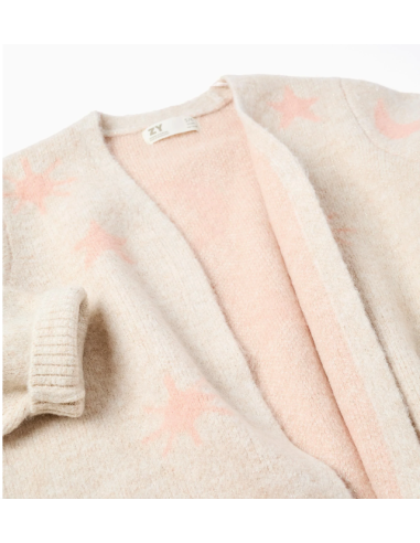 Chaqueta larga de punto con lúrex y bordado...