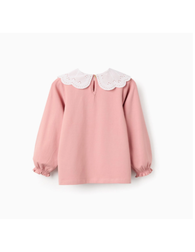 Camiseta con Cuello Bordado Inglés y Volantes...