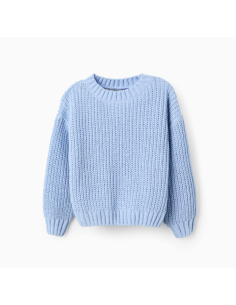 Jersey de Punto Chenille para Niña, Azul