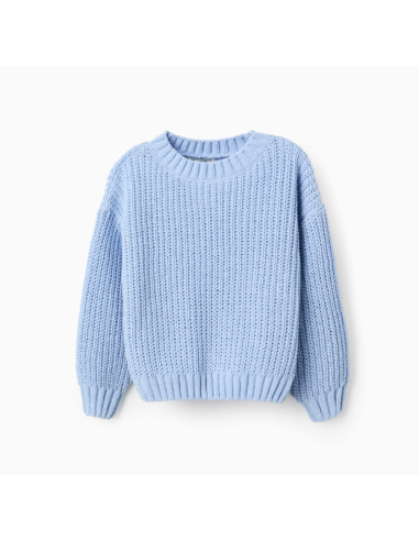 Jersey de Punto Chenille para Niña, Azul