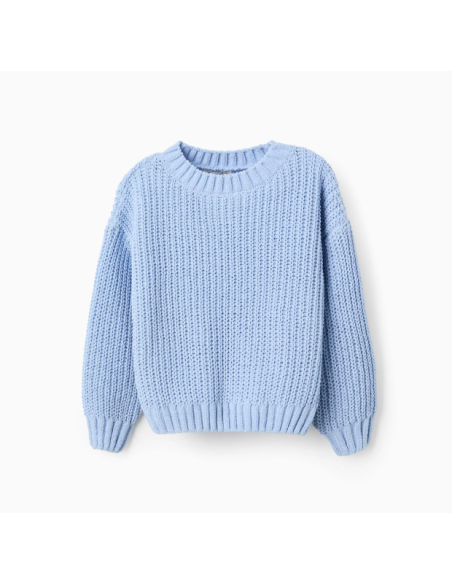 Jersey de Punto Chenille para Niña, Azul