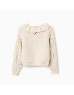 Jersey de Punto Grueso con Cuello de Volantes para Niña,... 2