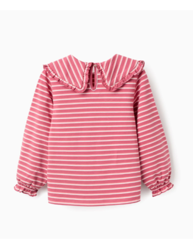 Camiseta a Rayas con Cuello Maxi y Volantes...