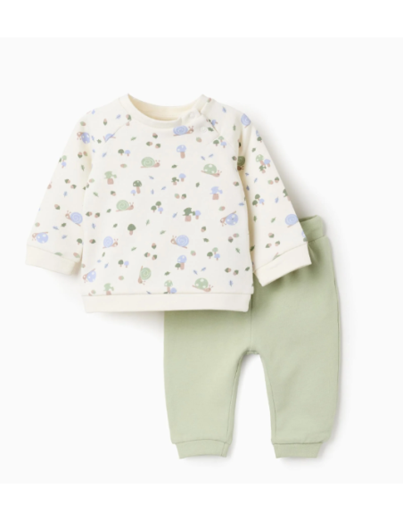 Conjunto de Sudadera y Pantalón Perchado para Recién Nacido 'Caracol', Verde