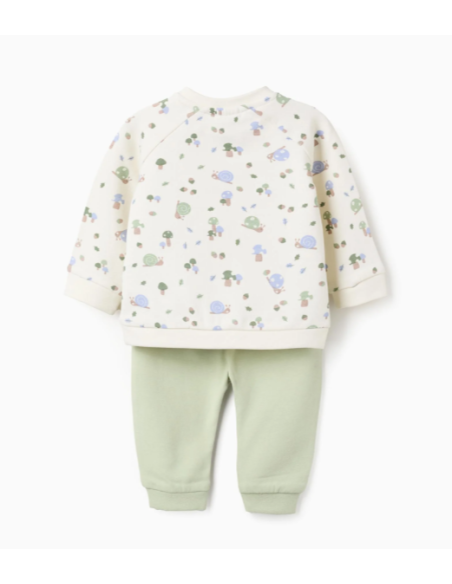 Conjunto de Sudadera y Pantalón Perchado para Recién Nacido 'Caracol', Verde