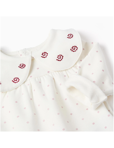 Sudadera + pantalón perchados para recién nacida, blanco/burdeos