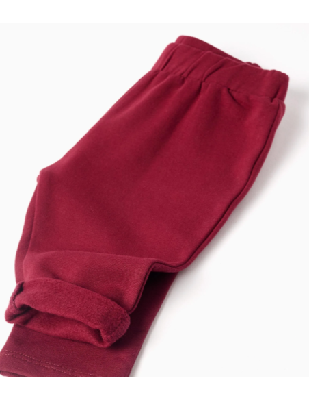 Sudadera + pantalón perchados para recién nacida, blanco/burdeos