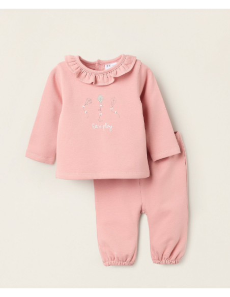 Sudadera + Pantalón Perchado para Recién Nacida 'Play', Rosa