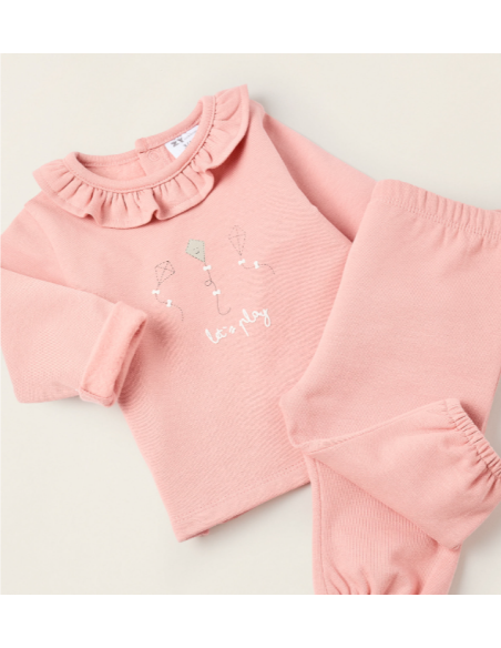 Sudadera + Pantalón Perchado para Recién Nacida 'Play', Rosa