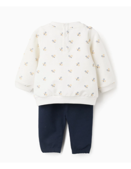 Chándal con Motivo 'Llaves' para Recién Nacido, Blanco/Azul