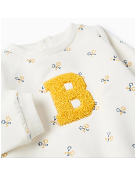 Chándal con Motivo 'Llaves' para Recién Nacido, Blanco/Azul