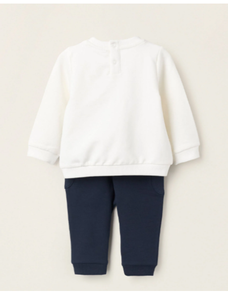 Sudadera y Pantalón Perchados 'Cometa', Blanco/Azul