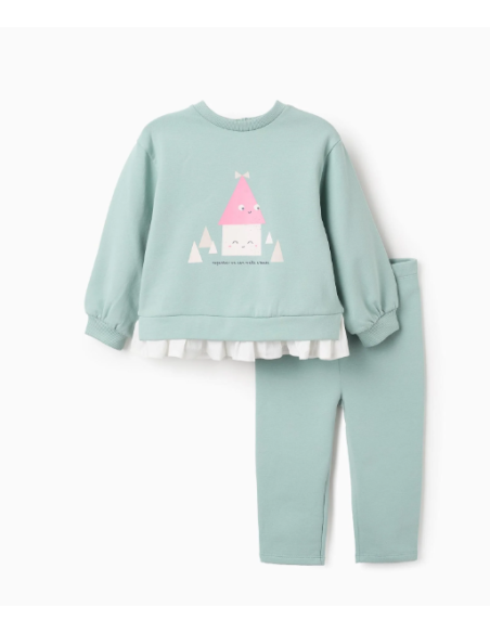 Chándal Perchado para Bebé Niña 'Formas', Verde Claro