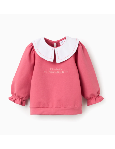 Sudadera con Cuello Holandés para Bebé Niña 'Sweetness', Rosa