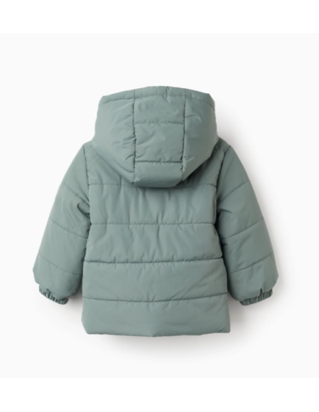 Chaqueta Acolchada con Capucha y Forro Polar para Bebé Niño, Verde Agua