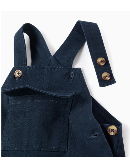 Peto de sarga con bolsillo delantero para bebé niño, azul oscuro