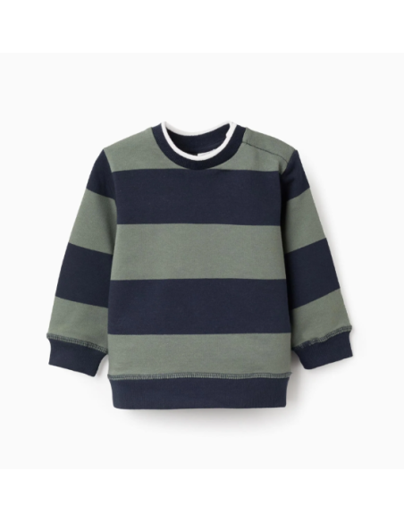 Sudadera a rayas para bebé niño, azul oscuro/verde