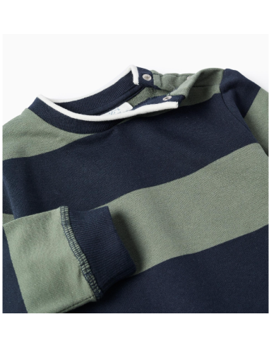 Sudadera a rayas para bebé niño, azul oscuro/verde