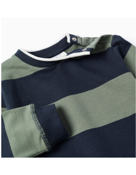 Sudadera a rayas para bebé niño, azul oscuro/verde