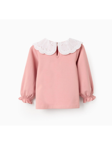 Camiseta con Cuello Bordado Inglés y Volantes...