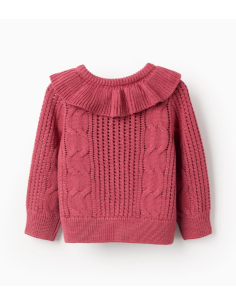 Chaqueta de Punto Calado con Efectos y Volantes para Bebé... 2