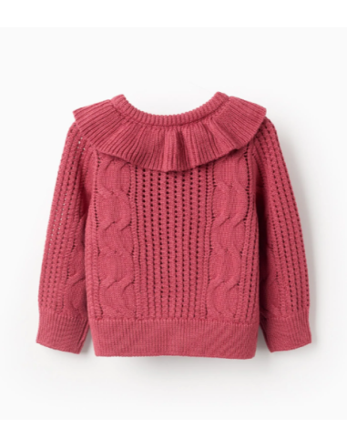 Chaqueta de Punto Calado con Efectos y Volantes...