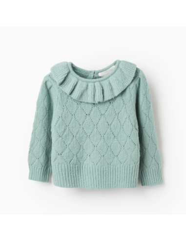 Jersey de Punto Calado con Volantes para Bebé...