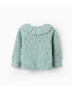 Jersey de Punto Calado con Volantes para Bebé Niña, Verde 2