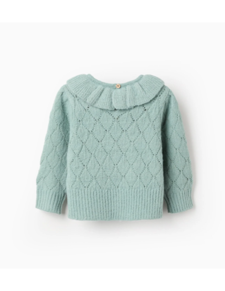 Jersey de Punto Calado con Volantes para Bebé Niña, Verde