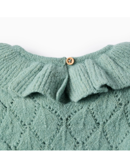 Jersey de Punto Calado con Volantes para Bebé Niña, Verde