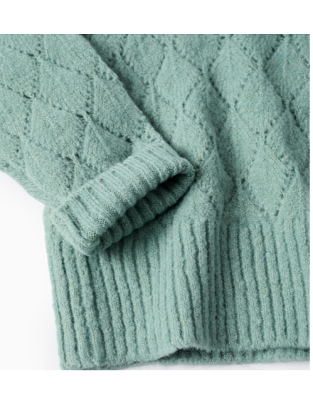 Jersey de Punto Calado con Volantes para Bebé Niña, Verde