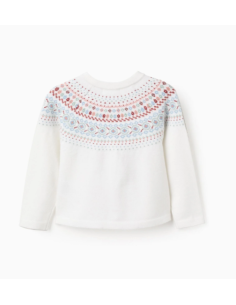 Chaqueta de Punto con Jacquard para Bebé Niña, Blanco 2