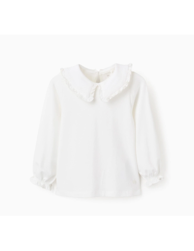 Camiseta con Volantes para Bebé Niña, Blanco