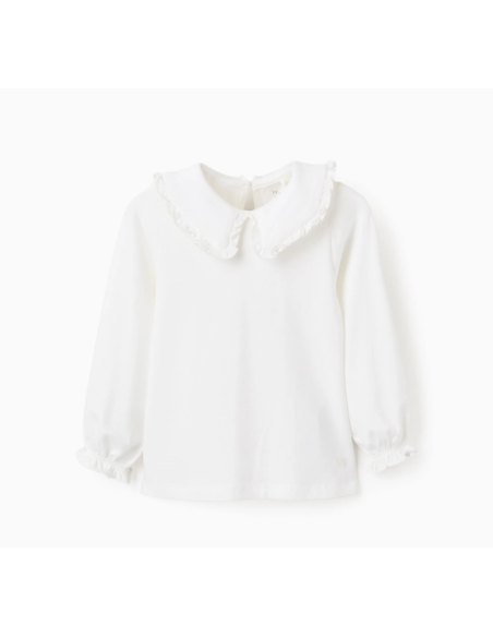 Camiseta con Volantes para Bebé Niña, Blanco