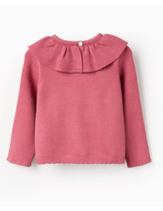 Jersey de Punto con Cuello de Volantes para Bebé Niña, Rosa 2