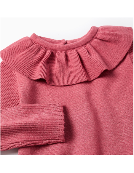 Jersey de Punto con Cuello de Volantes para Bebé Niña, Rosa