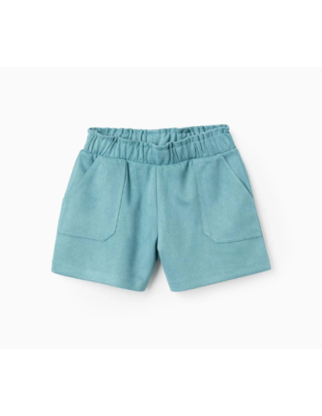 Pantalón Corto Aterciopelado para Niña, Verde