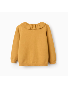 Chaqueta de Punto Fino con Volantes para Niña, Amarillo 2